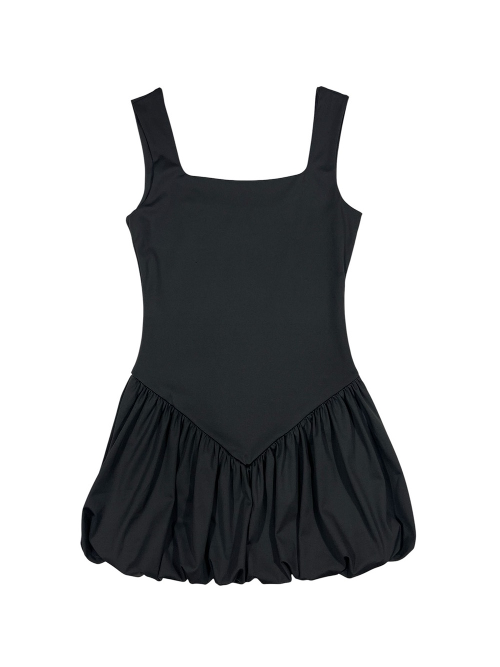 NWOT GRAND STREET STUDIOS elegant black sleeveless bubble dress fitted bodice M